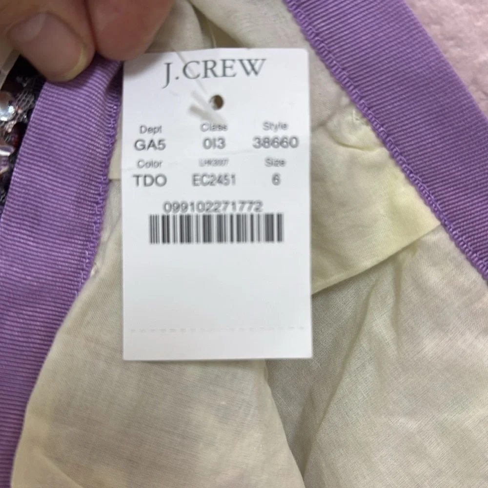 NWT J. Crew Skirt MINI faux wrap skirt silver purple‎ sequins side zipper Tag:6